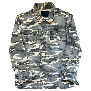 True Religion - Button Down Camouflage Camp Shirt Jacket - Green - Large
